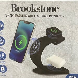 3-in-1 MAGNETIC Brookstone White Wireless Charging Pad with Fast Charge Technolo